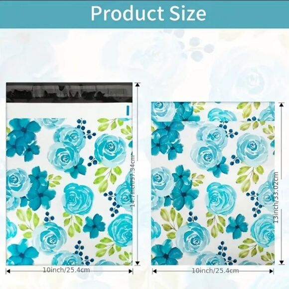 10x13 Blue & White Floral Polymailers 25Ct - Picture 5 of 5